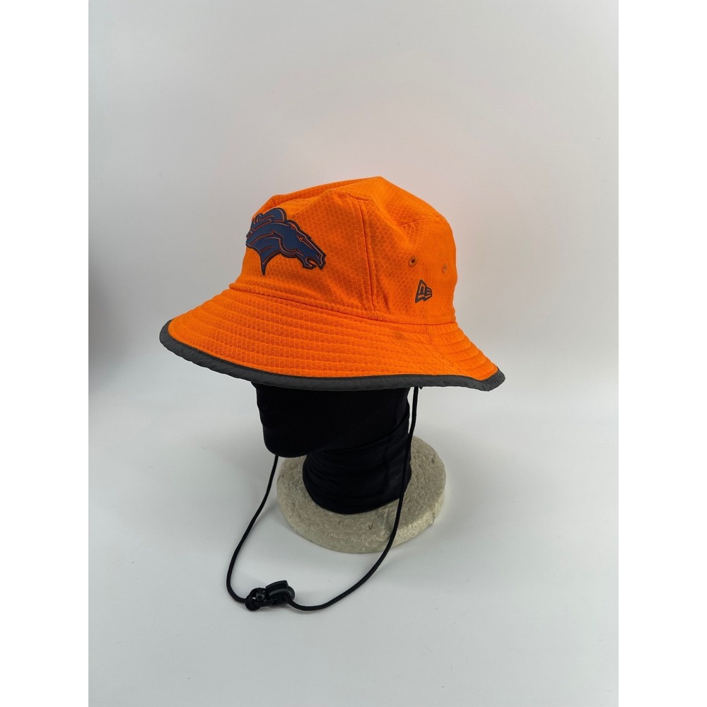 New Era Denver Broncos NFL Orange Navy Blue Bucket Hat Adjustable One Size
